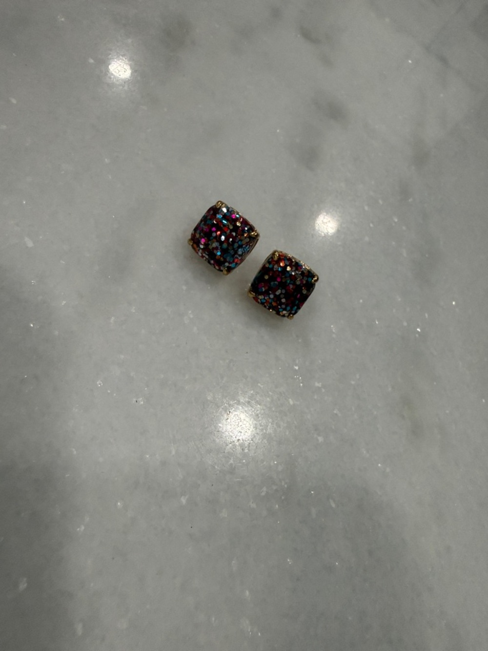 kate spade Multicolor Glitter Square Stud Earrings